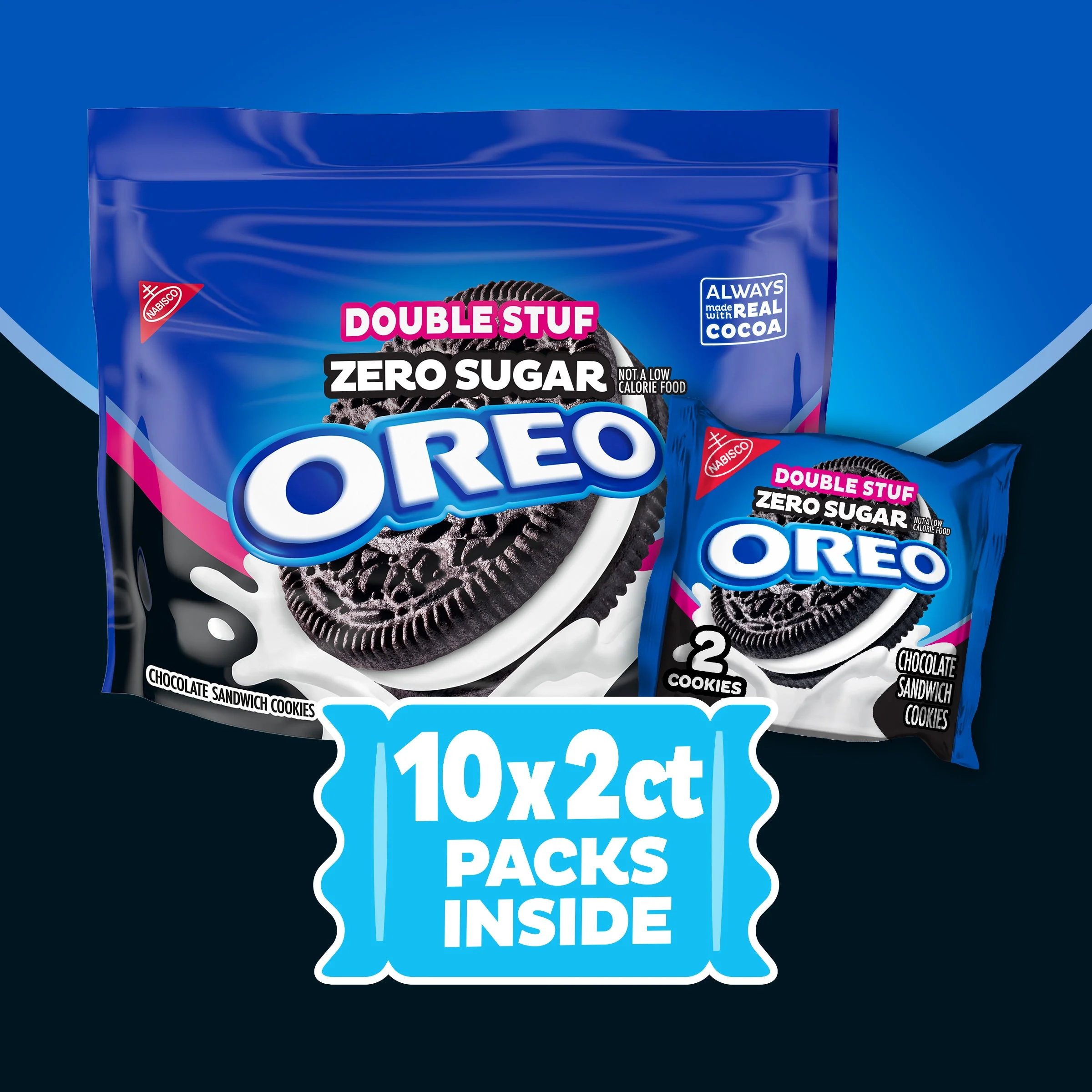 Zero Sugar Double Stuf Chocolate Sandwich Cookies, Snack Packs, 2 Pack - Image 4